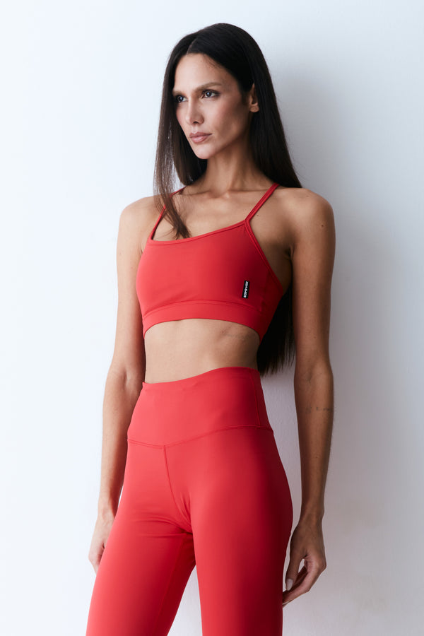 TOP NADADOR COM ALCAS FINAS EM MALHA VERMELHO