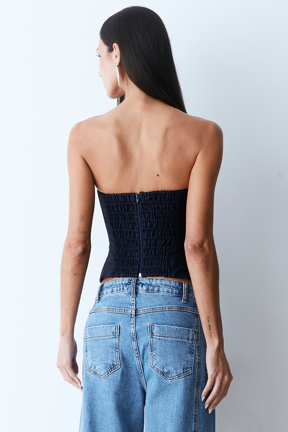 CORSELET TOMARA QUE CAIA DECOTE CORAÇÃO COM BARBATANAS AZUL MARINHO